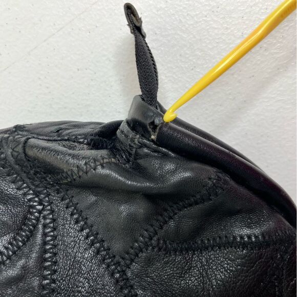 Vintage Black Patchwork Suede Studded Shoulder Handbag Faux Leather Multicolor - Picture 10 of 14